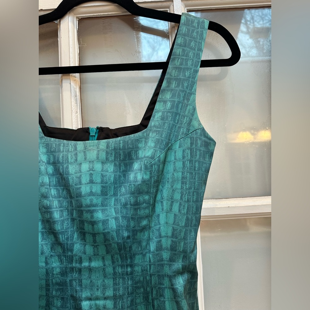 Jay Godfrey Teal Python Print Silky Smooth Fitted… - image 3